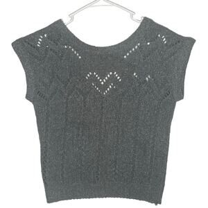 Vintage FaBE Silk & Angora mix, gray vest with a deep V on the back size Large